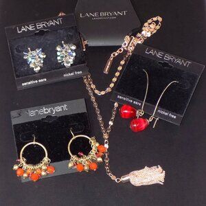 New w/$62 Tags Lane Bryant Jewelry Bundle.  3 Earring Pairs & Layered Necklace
